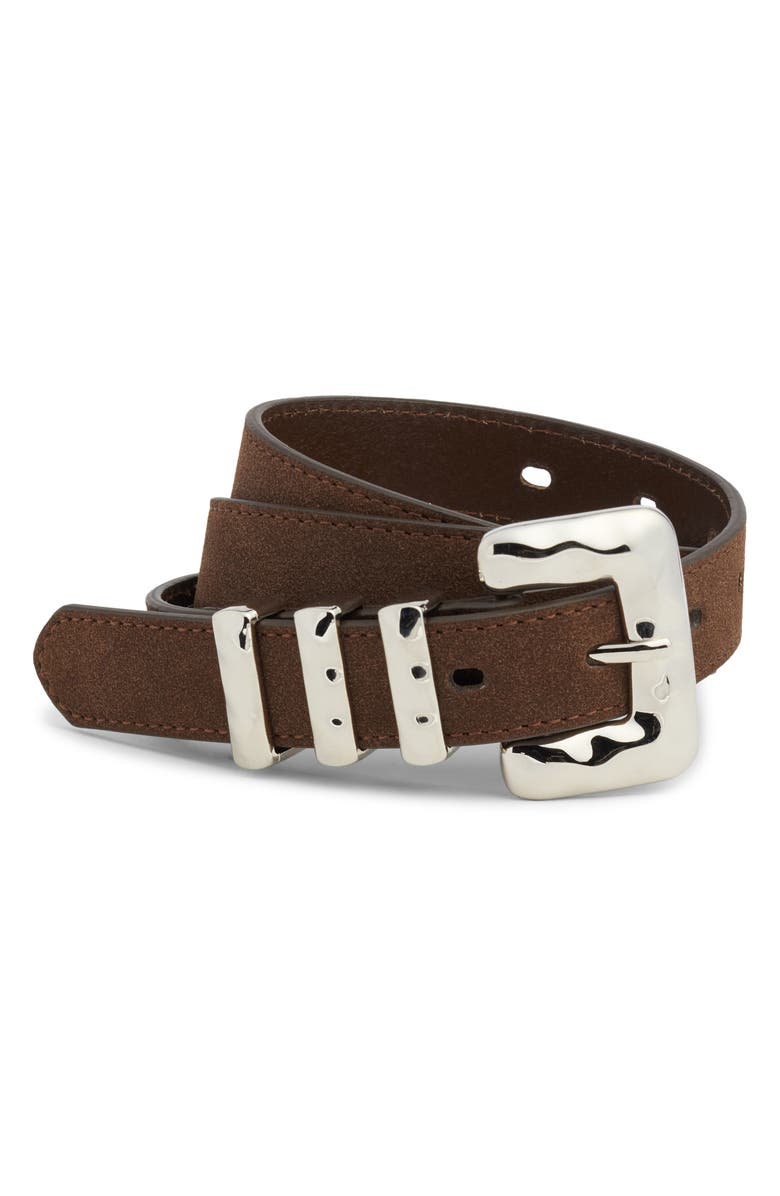 Molten Buckle Suede Belt
