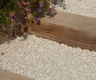 cream gravel on outdoor steps