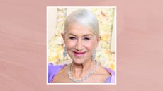 Helen Mirren arrives at the 81st Annual Golden Globe Awards at The Beverly Hilton on January 07, 2024 in Beverly Hills, California/ in a pink template