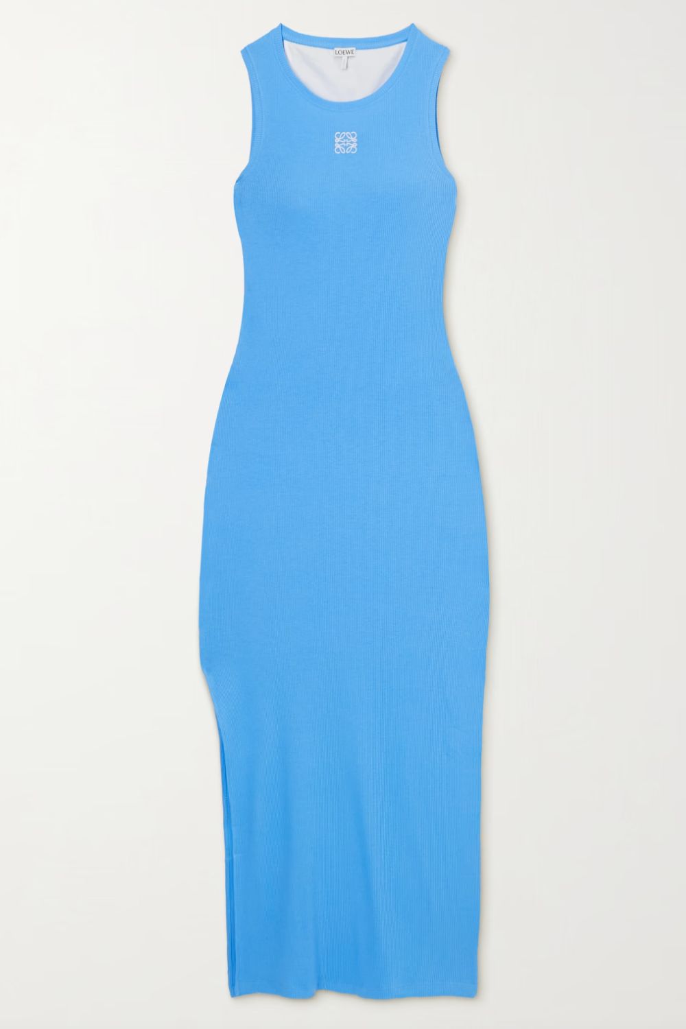 Loewe Anagram embroidered ribbed cotton-jersey midi dress