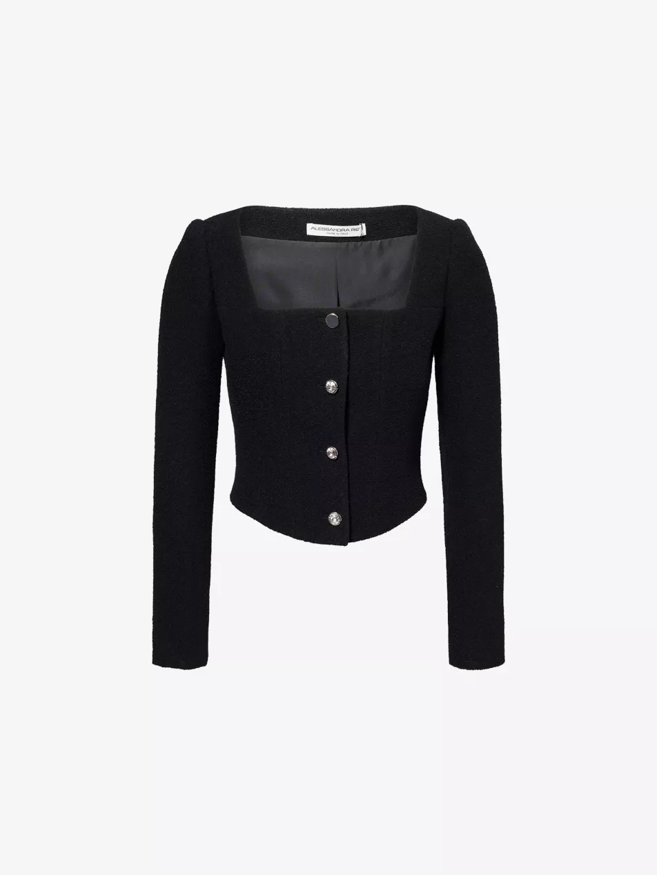 Boucl&amp;eacute; Cropped Wool-Blend Jacket