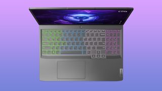 Lenovo LOQ 16/16i on a purple gradient background