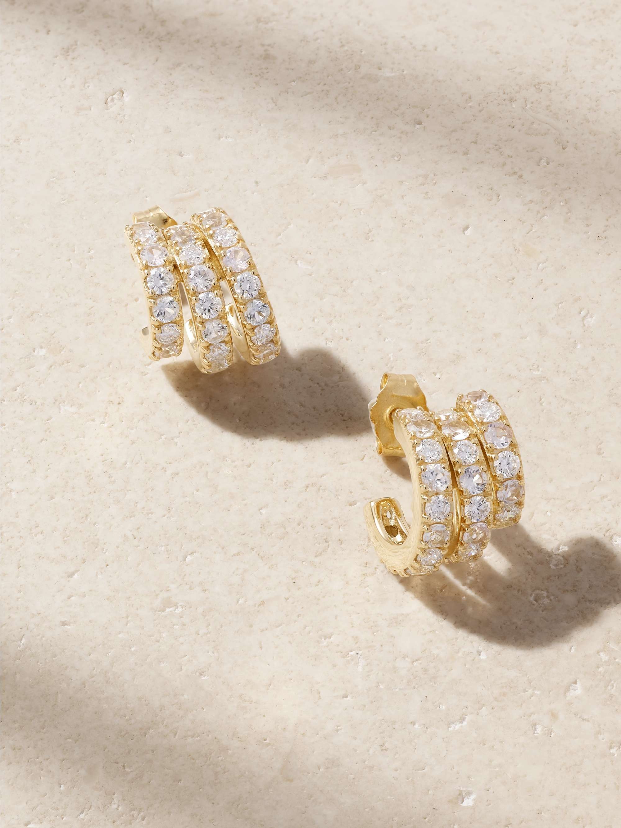 Classic 14-Karat Recycled Gold, Sapphire and Diamond Hoop Earrings
