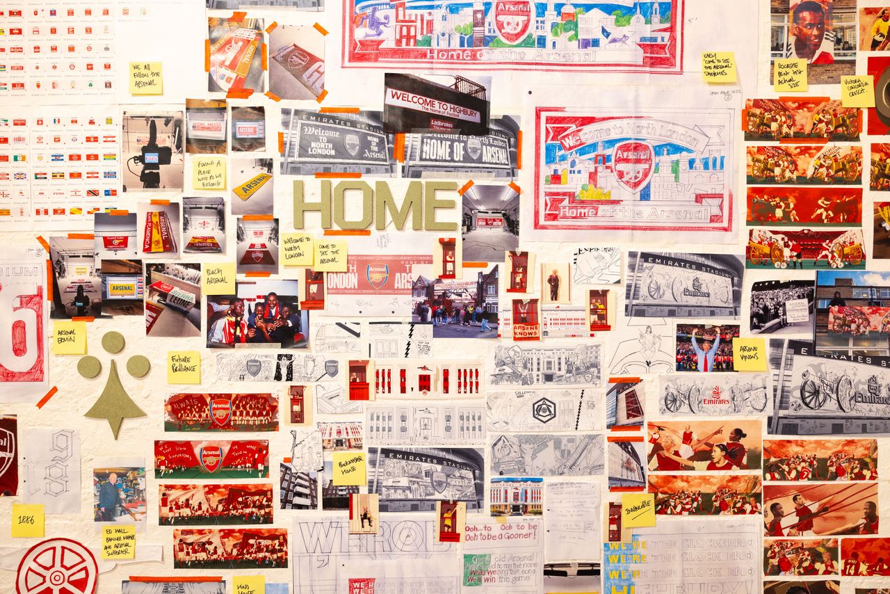 Art works by Jeremy Deller, Reuben Dangoor and David Rudnick as part of the Emirates Stadium artwork