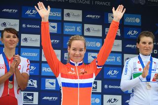 Anna van der Breggen on the European championships road race podium