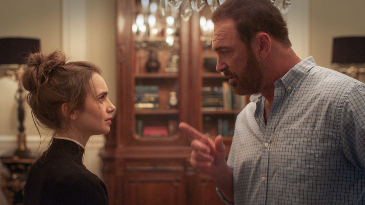 Lily Collins and Patrick Warburton in Inheritance