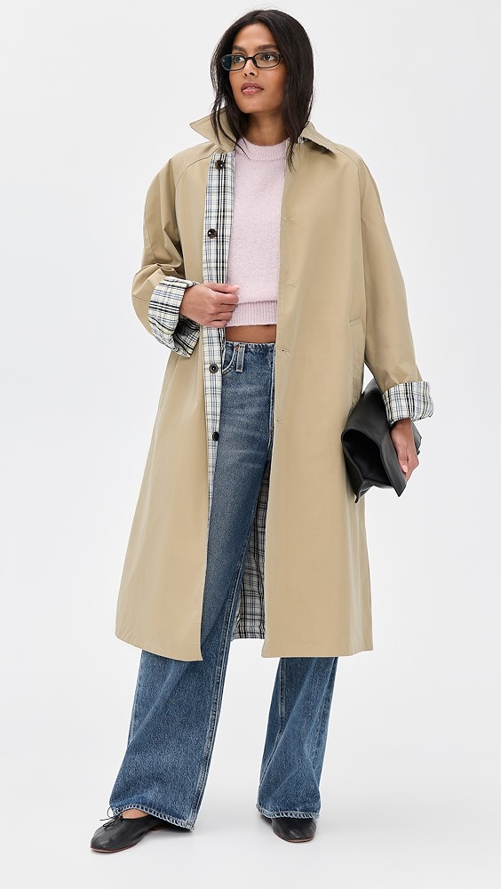 Pixie Market Reversible Plaid Trench Coat