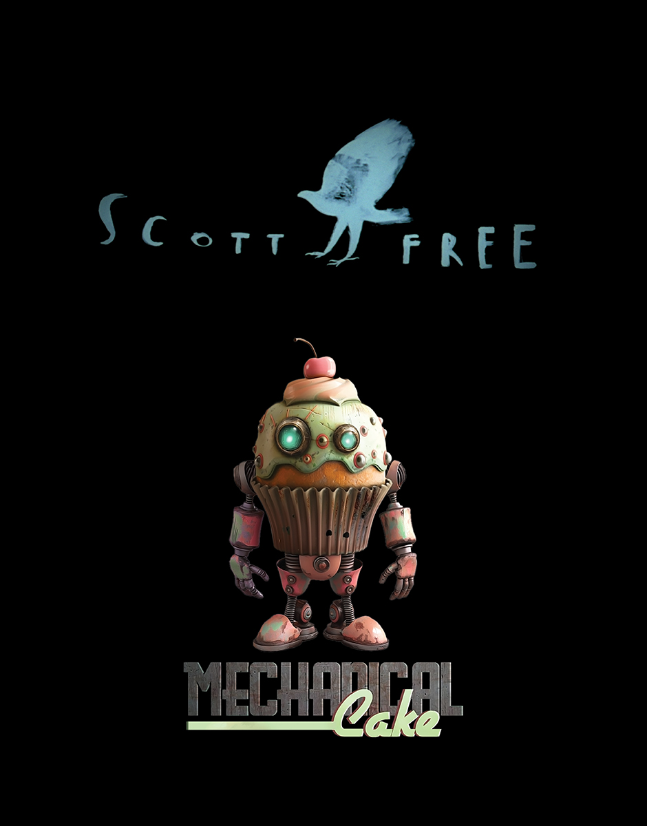 The logos for Mechanical Cake and Scott Free