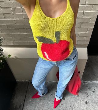 apple tank top and jeans