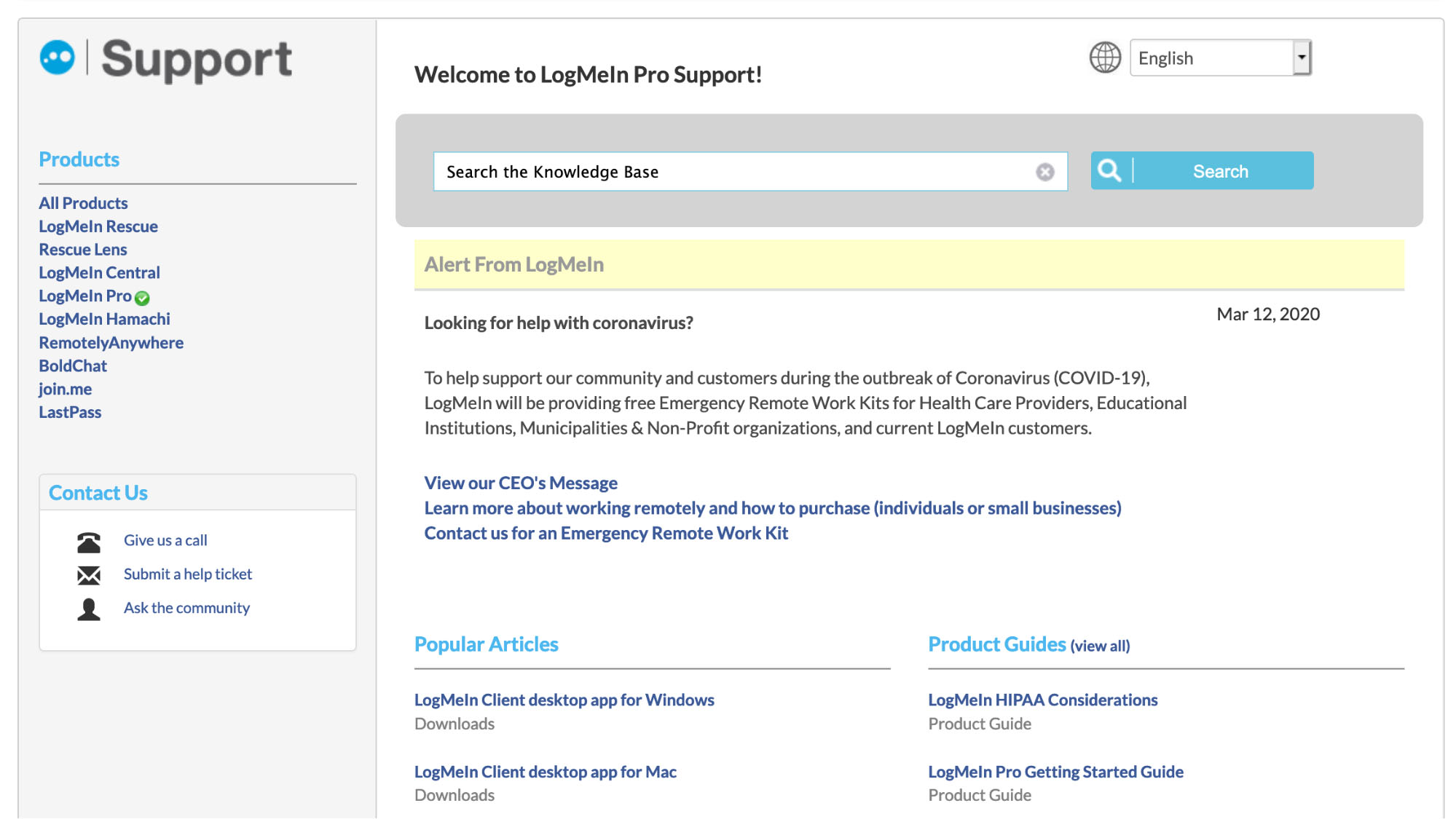 LogMeIn Pro knowledge base with documentation and guides