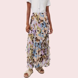 Graphic Pansy Crinkle Skirt