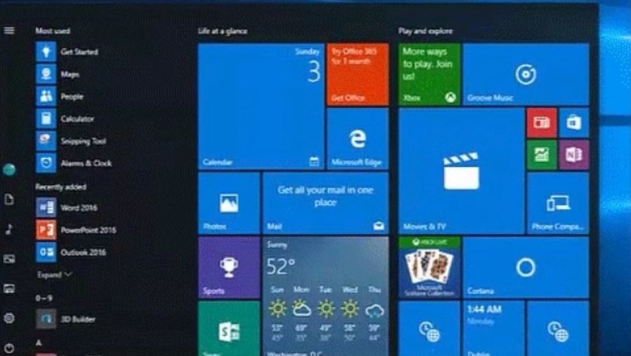 new windows start menu