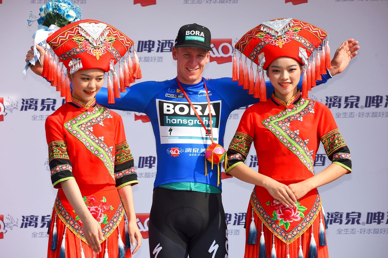 Pascal Ackermann (Bora-Hansgrohe) in the blue jersey at the Tour of Guangxi