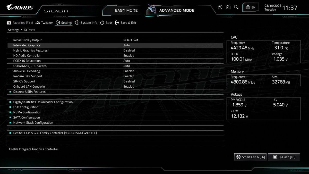 Gigabyte X870 Aorus Stealth - BIOS