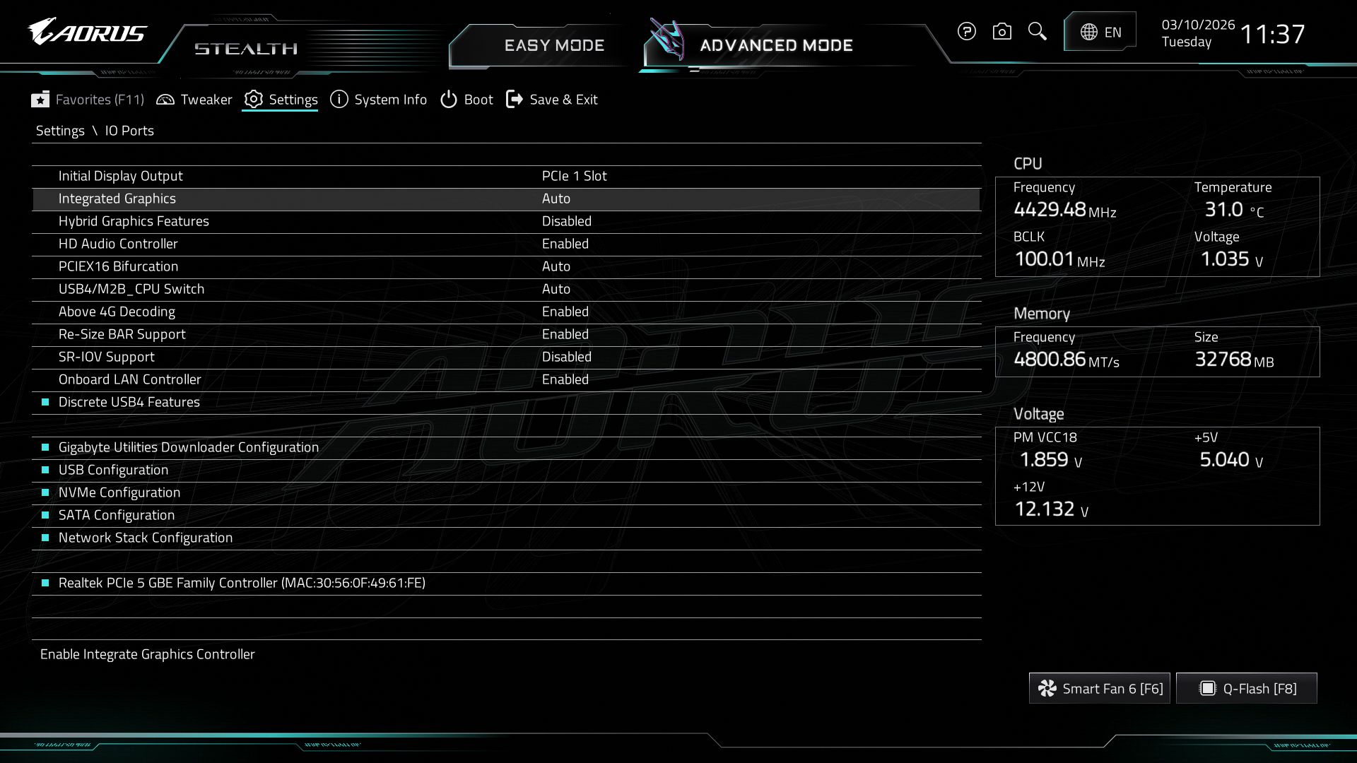 Gigabyte X870 Aorus Stealth - BIOS