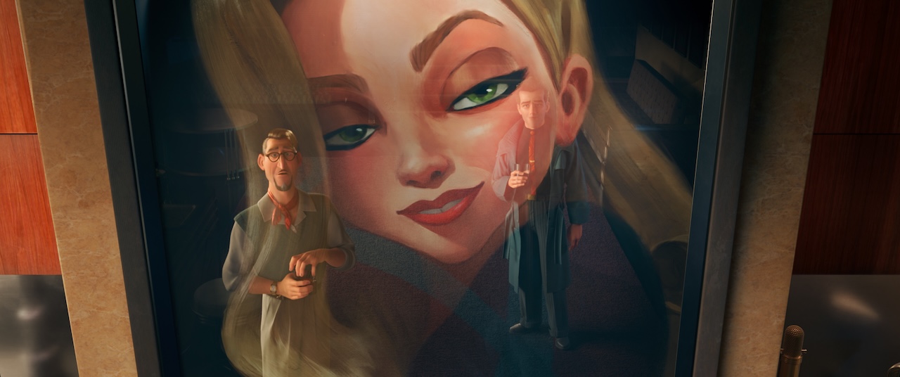 Ray Gunn and another man looking at a poster of Venus Nova