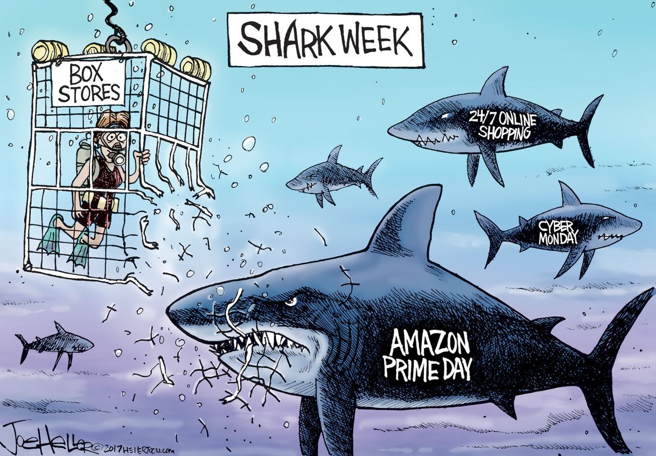 Editorial cartoon U.S. Amazon Prime Day stores shopping