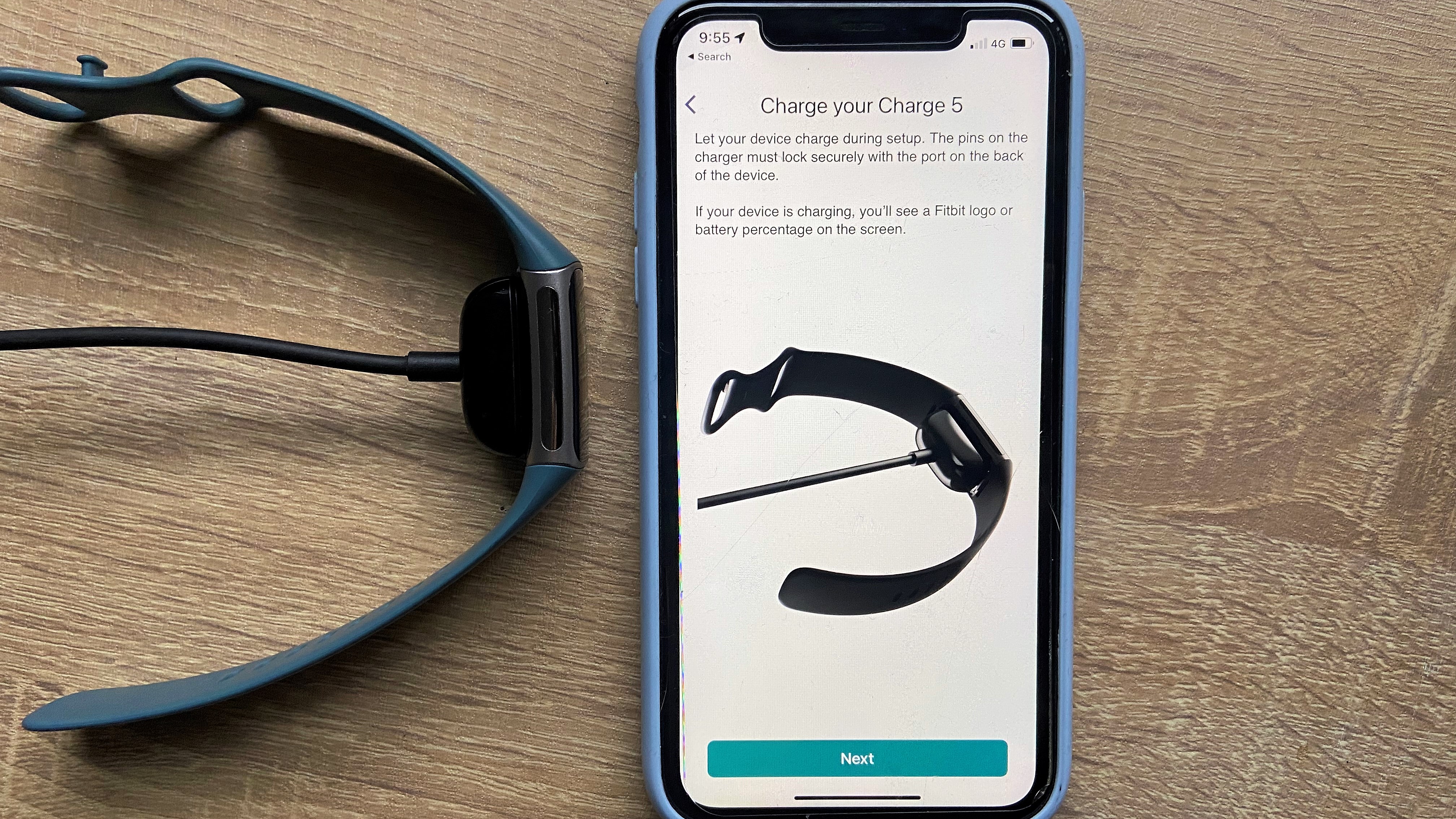 A photo of the fitbit charge 5 set up process