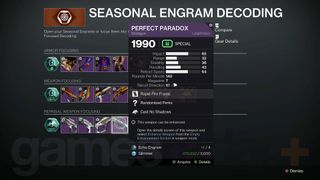 Destiny 2 Perfect Paradox shotgun engram focusing