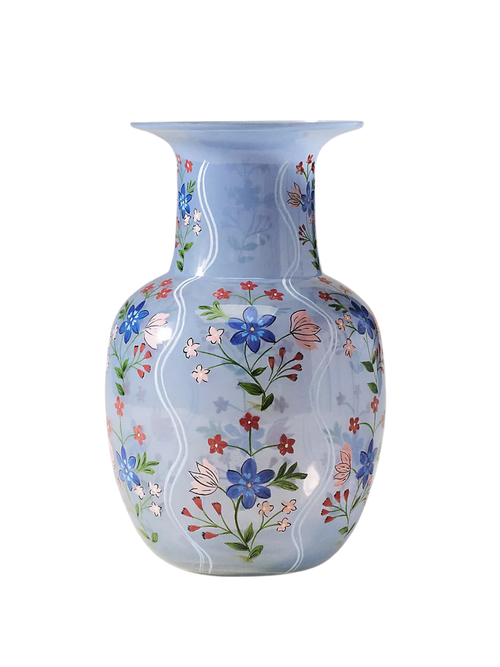 Scandi Floral Glass Vase