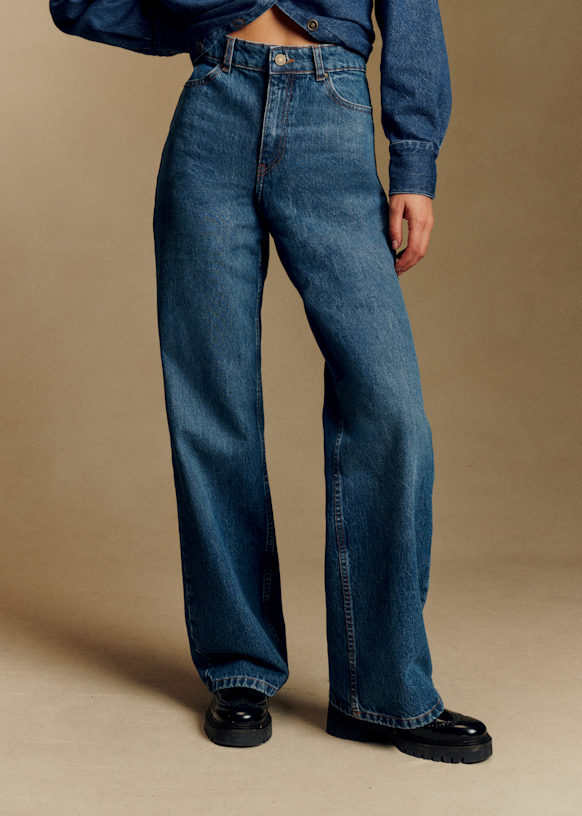 The Wide Leg Trousers - Deep Blue - Organic Cotton - Organic Textile - S&amp;eacute;zane