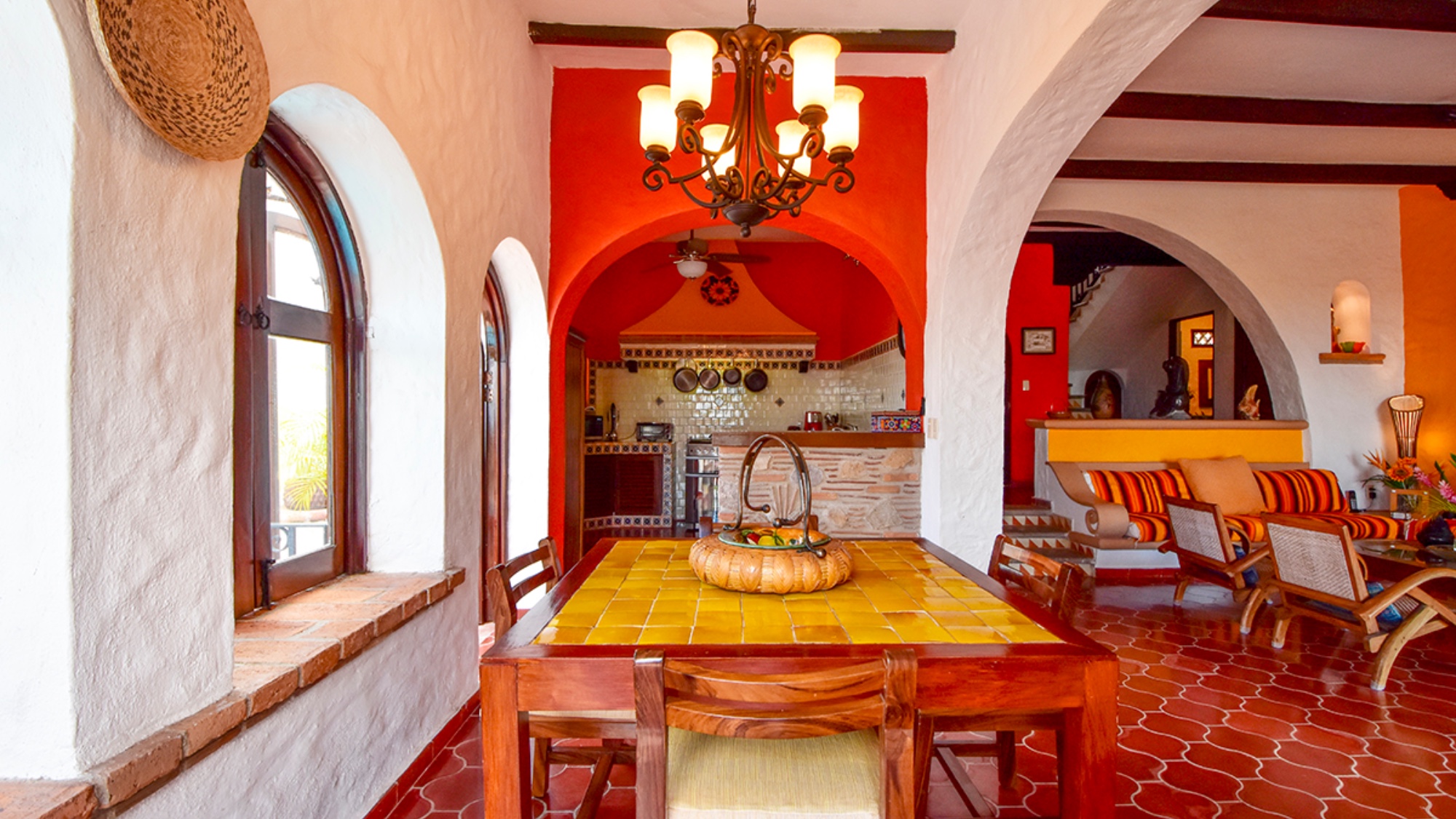 Puerto Vallarta, Jalisco. This Spanish Colonial Revival villa in a coastal vacation destination is on a hillside with ocean views.