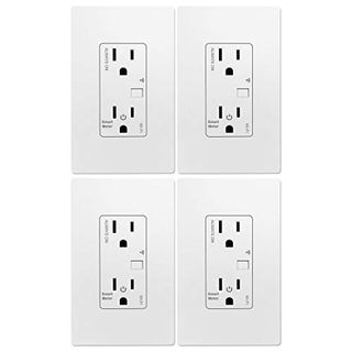 TOPGREENER Smart Wi-Fi Outlet with Energy Monitoring, Tamper-Resistant, Control Lighting and Appliances from Anywhere, in-Wall, No Hub Required, Compatible with Alexa and Google Assistant, 4 Pack
