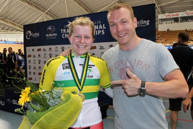 Sir Chris Hoy was there to congratulate Steph Morton on her keiran victory