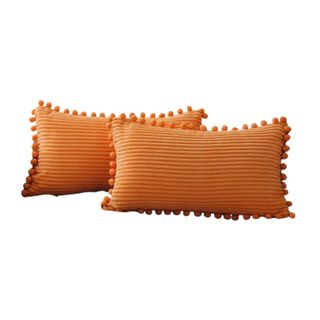 Two orange accent pillows