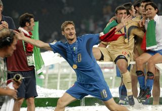 Francesco Totti celebrates Italy's World Cup win in 2006.