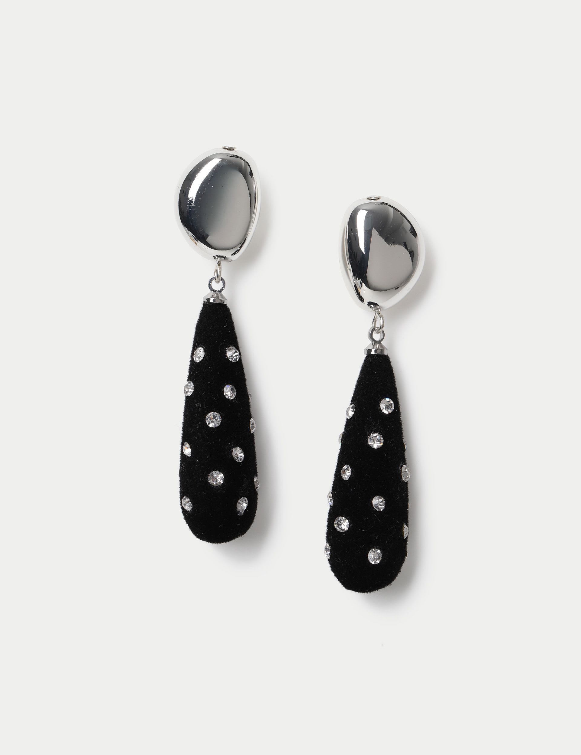 Flocked Embellished Drop Earrings