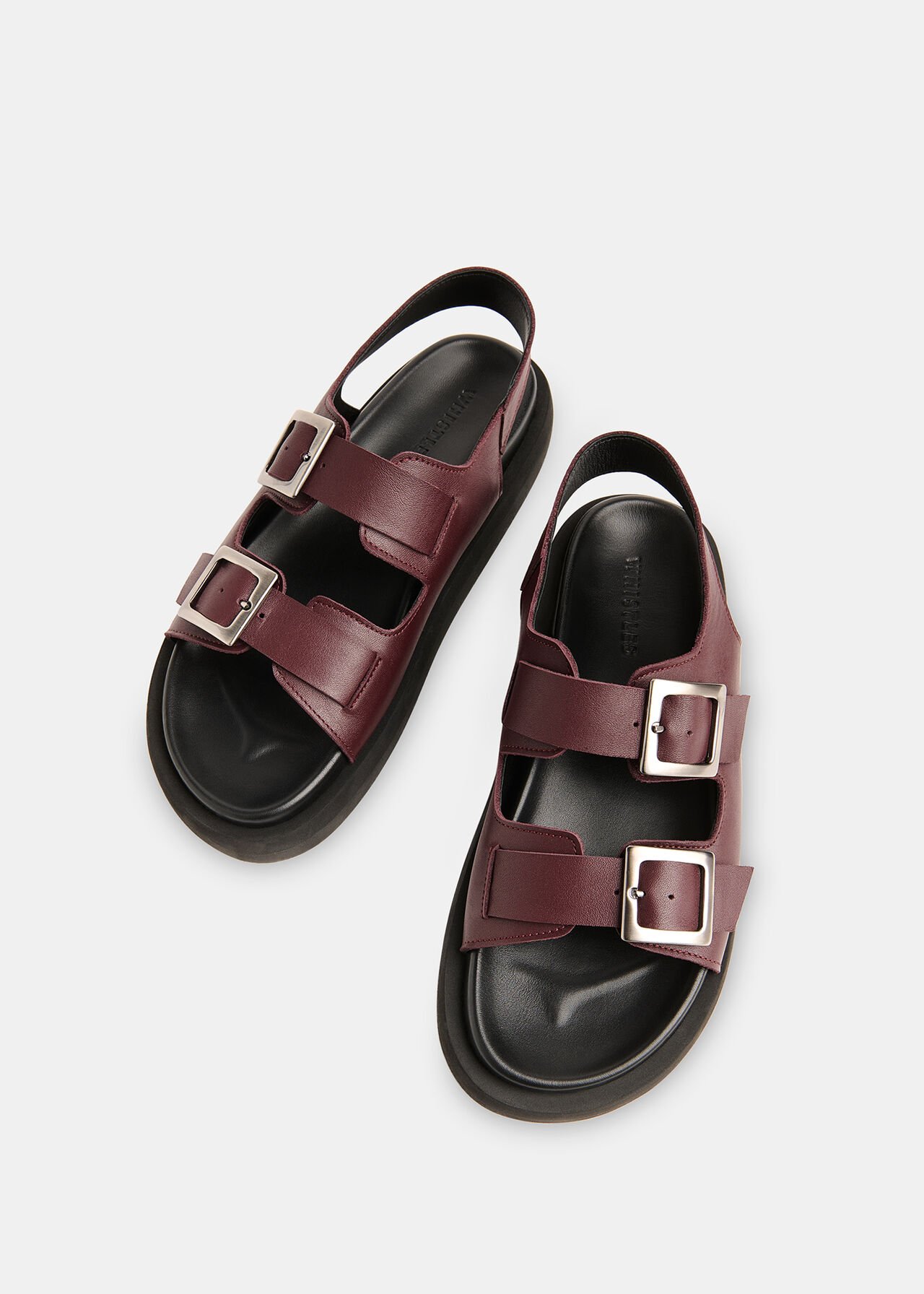 Burgundy Mae Double Buckle Sandal