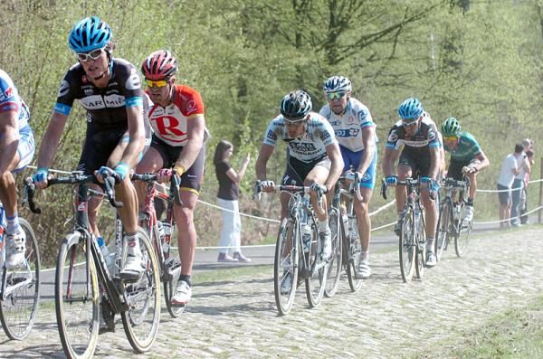 Eventual winner Johan Van Summeren (Garmin - Cervelo) in action in the Arenberg sector.