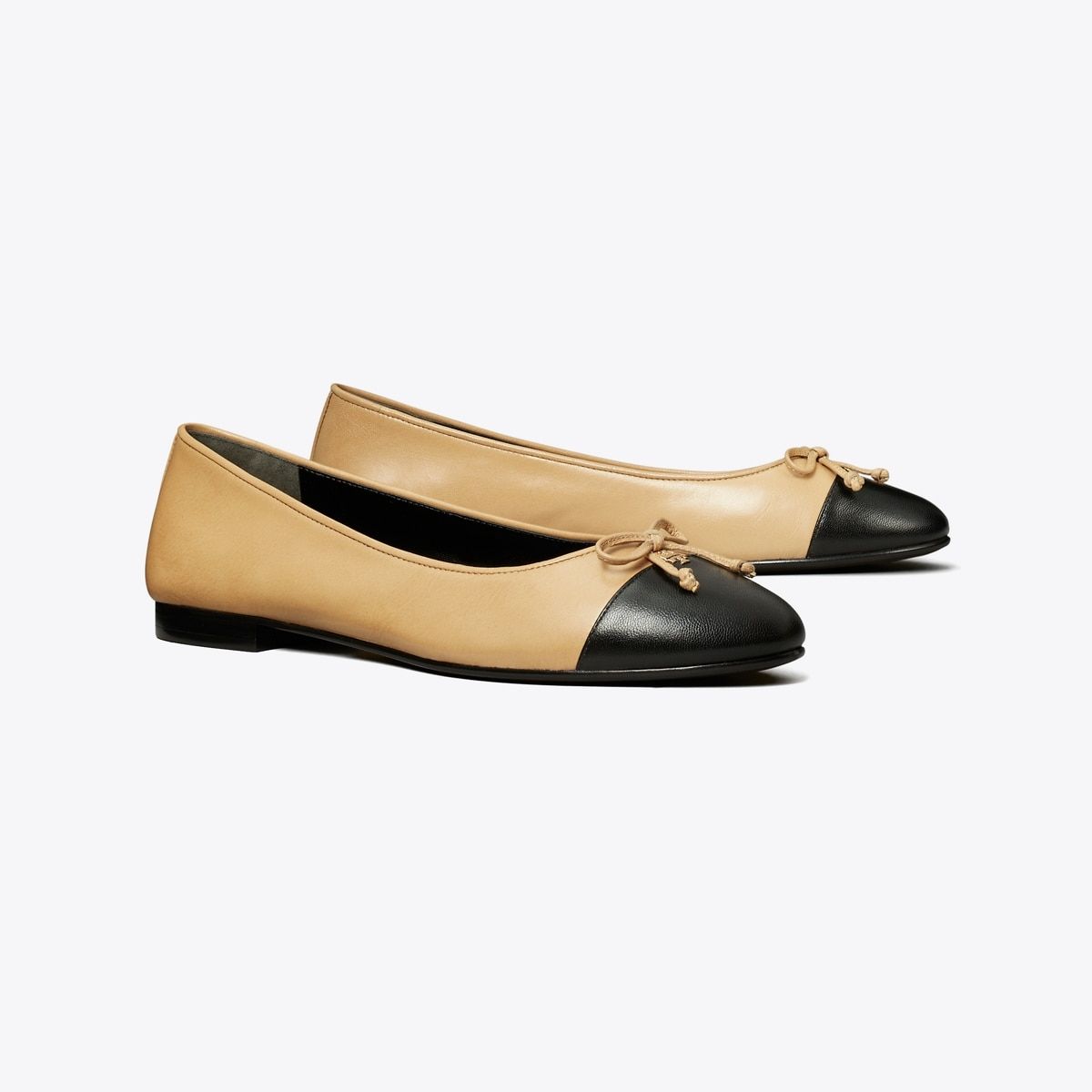 Cap-Toe Ballet in Beige, Size 7