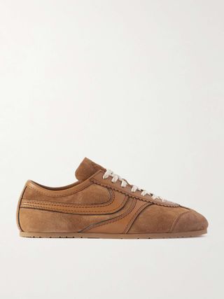 Leather-Trimmed Suede Sneakers