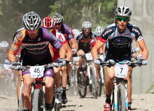 Spenser Paxson (Kona) gets the hole shot and lead up the steep climb