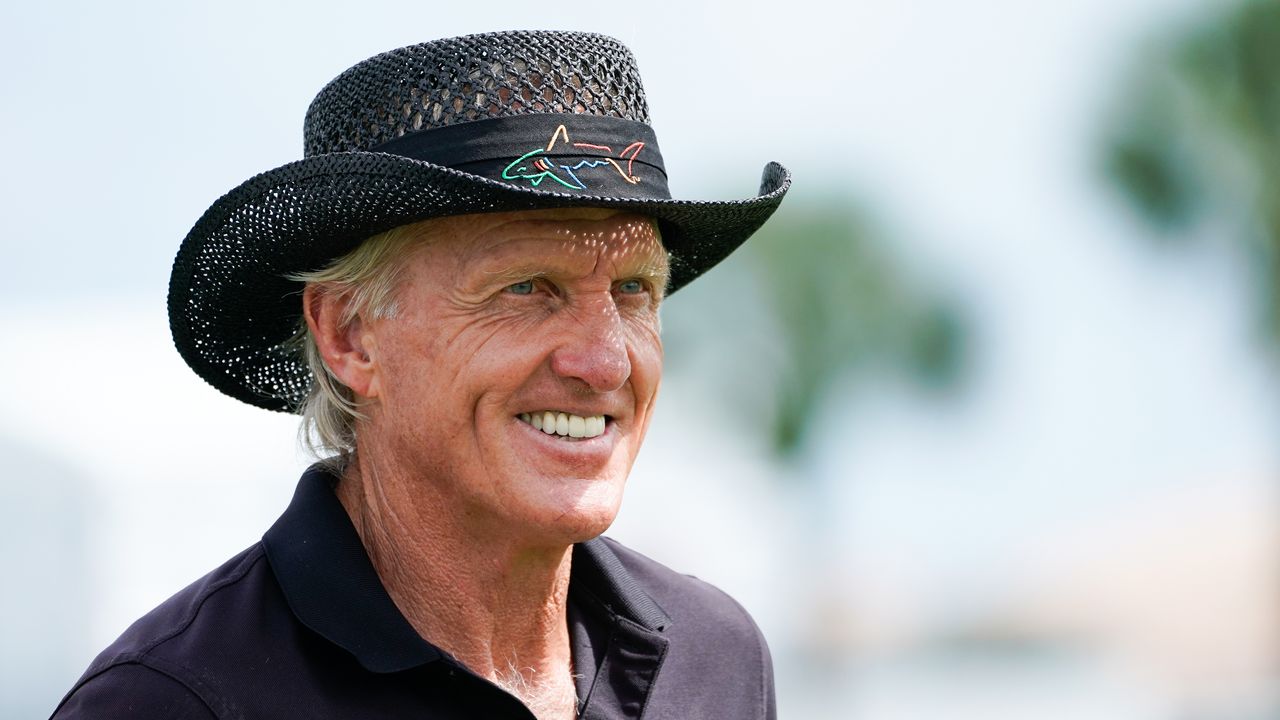 Greg Norman smiling at the 2019 Honda Classic 