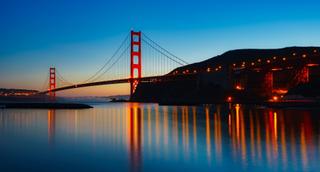 San Francisco bay area panorama with Golden gate bridge