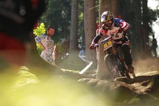 Aaron Gwin (Trek World Racing) in Val di Sole, Italy, on his way to another World Cup win