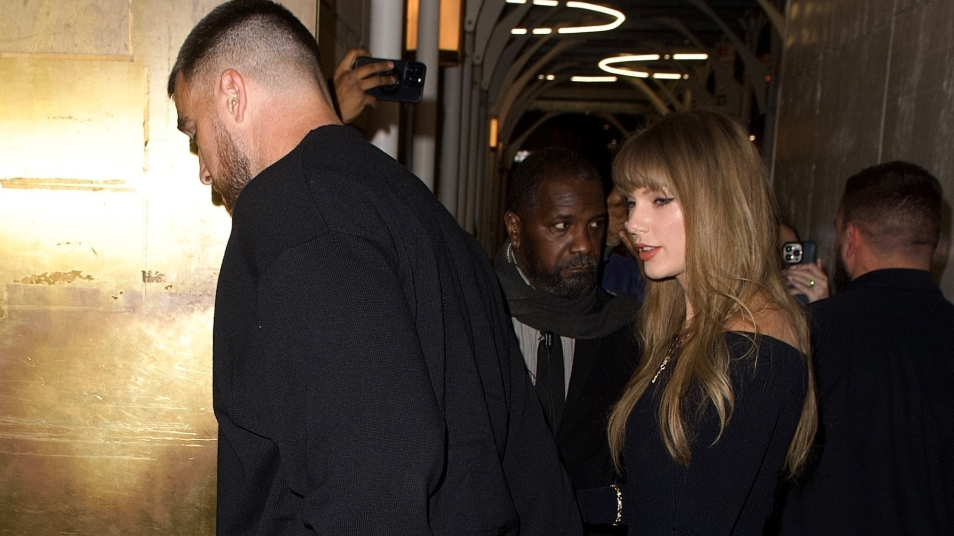 Travis Kelce and Taylor Swift leaving New York City&#039;s Polo Bar wearing matching outfits