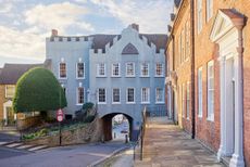 Fig 3: The back of the gate, which closes the view from the centre of town. North view of house. The Broad Gate, Ludlow, Shropshire. ©Paul Highnam for Country Life