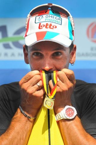 Philippe Gilbert (Omega Pharma-Lotto) savors the moment