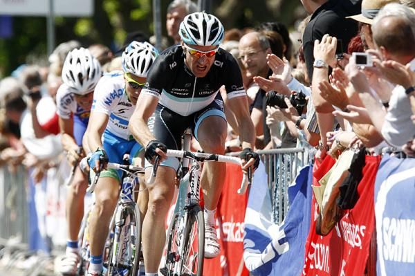 Jens Voigt (Leopard Trek) on the attack as usual.