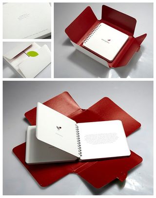 This atmosphere corporate brochure was designed by Magesh LP, and features stylish fold-out envelope-style packaging