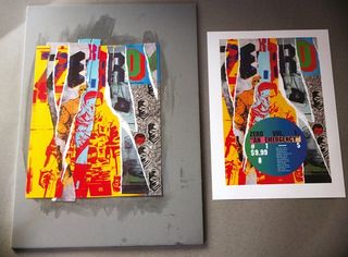 Ripped-up prints of individual issue covers were combined