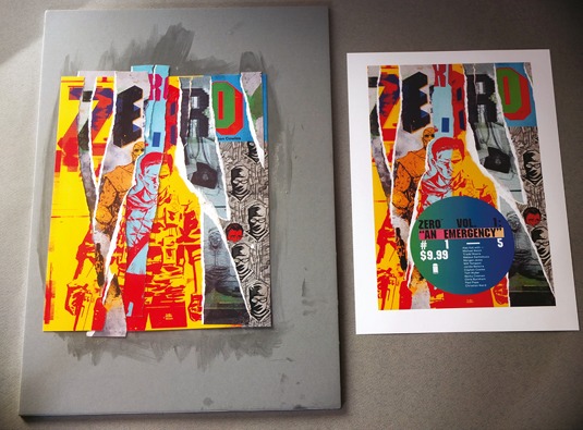 Ripped-up prints of individual issue covers were combined