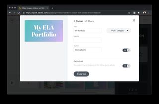 Screenshot- publish portfolio