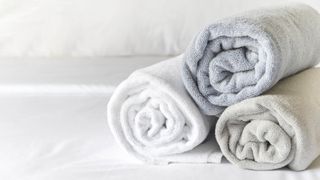 Three rolled up towels