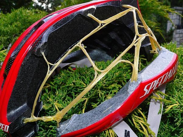 Specialized says over 20m of fiber are hand-laid into each helmet.