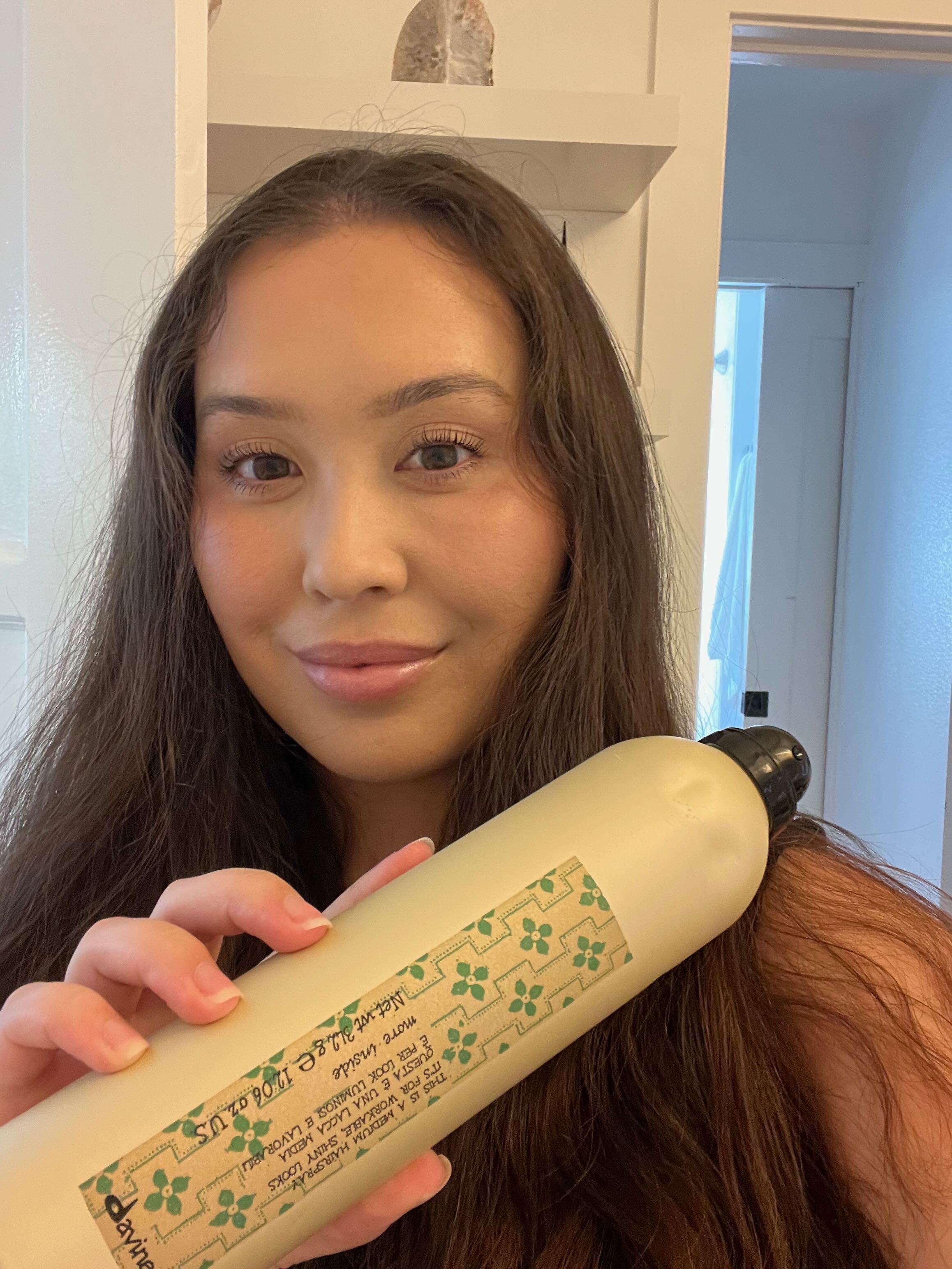Catharine Malzahn testing Davines This is a Medium Hairspray
